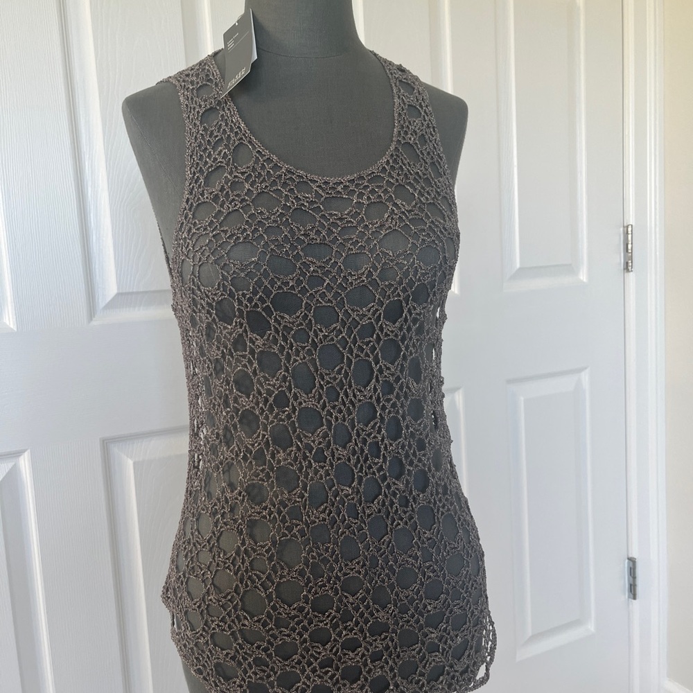 New Eileen Fisher Crochet Tank Top - Taupe size L  new with tags $178 originally